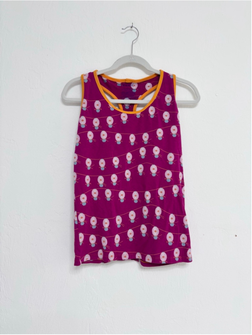 Women’s KicKee Tank Top Bamboo L Pink Orange Lantern Print